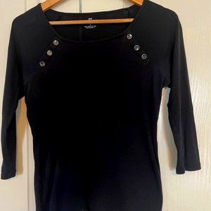 Talbots Women's 3/4 Sleeve Black Top - Size Small